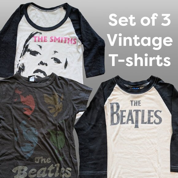 Vintage Band T-Shirt Bundle – The Smiths + The Beatles (Set of 3) - Picture 1 of 7